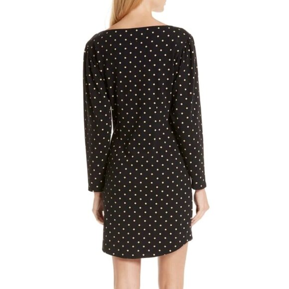 Rebecca Taylor Mini Dress Small Black Long Sleeve Shift Cotton Polka Dot 90s - Picture 5 of 8